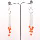 Silver Plated Brass Drop Dangle Earrings with Carnelian Gemstone